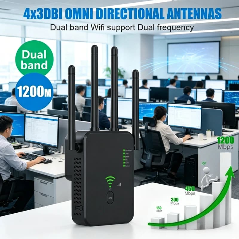 NUOVO Ripetitore WiFi Dual-Band 1200/300Mbps 2026, Amplificatore di Segnale WiFi 2.4G/5G 802.11ac Gigabit con WPS