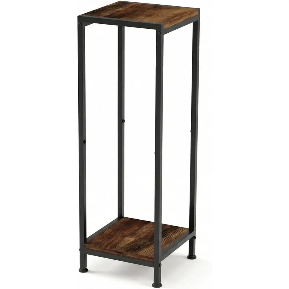 Supporto per piante alto 30 pollici, scaffale per piante a 2 livelli in metallo e legno, porta vasi resistente (supporta 160 libbre) o per soggiorno, balcone e
