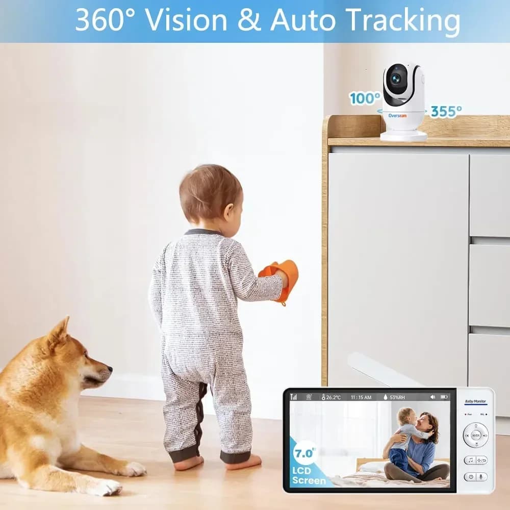Schermo da 7 pollici Video Baby Monitor Batteria da 5000 mAh Protezione di sicurezza domestica Telecamera IP Madre Bambini Sorveglianza wireless