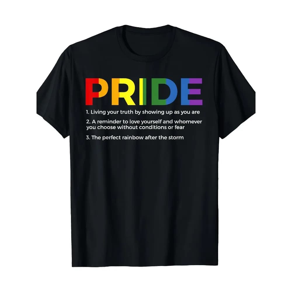 T-shirt con bandiera arcobaleno, definizione dell'orgoglio, diritti gay, orgoglio LGBTQ+