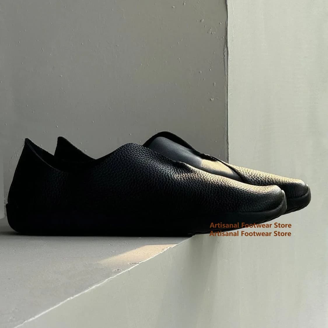 Black Soft Leather Soft Sole Flat Loafers Slip On Casual Shoes Men's Shoes Trendy Classic Leather Shoes Handmade Men's Shoes
