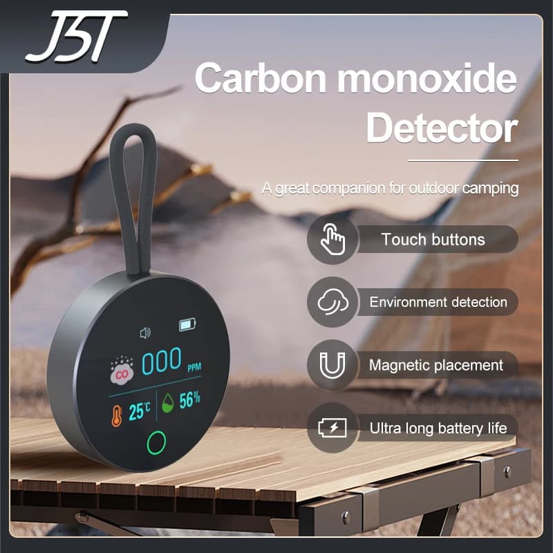 Mini Rechargeable CO Detector Carbon Monoxide Gas Alarm Temperature Humidity Detector for Camper Van Outdoor Tent Trip