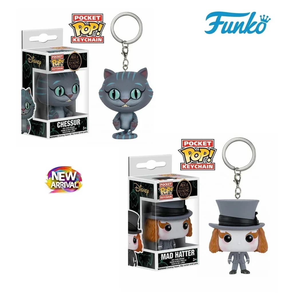 Funko DISNEY Movie Alice in Wonderland Chessur Cat Mad Hatter Vinyl Figure Keychain Toy Figures Model Toys Pocket Pop Keychain