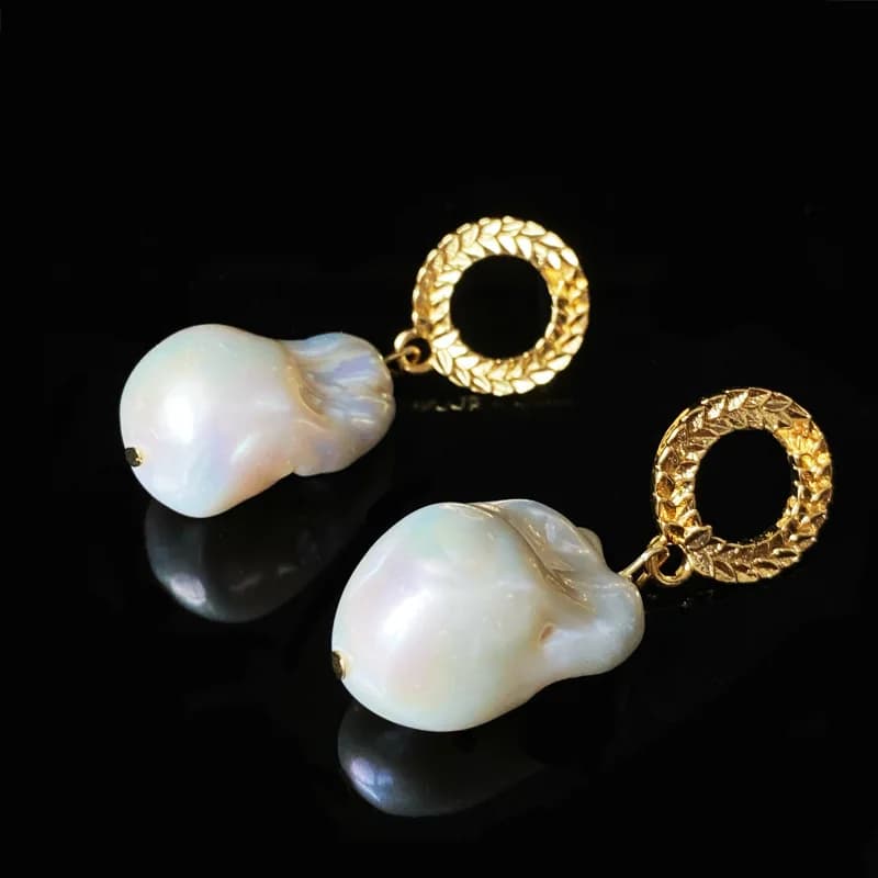 Orecchini pendenti in argento 925 con perle di forma naturale barocca naturale placcate in rame placcato oro reale 18 carati Ganci per le orecchie direttamente dal