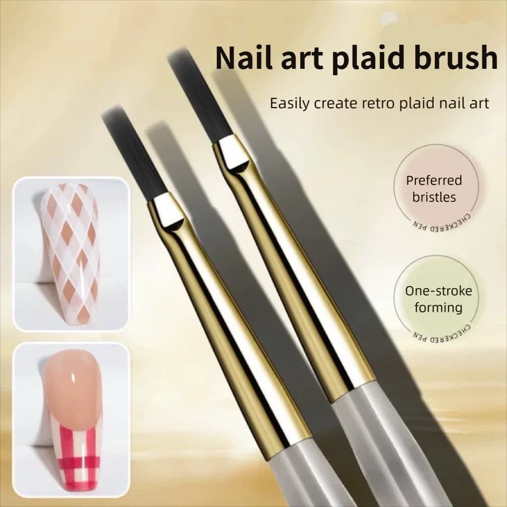 Set di pennelli per nail art scozzesi francesi 1/2 pezzi - Penna da disegno con motivo a griglia per forniture per pittura con estensione gel UV fai-da-te