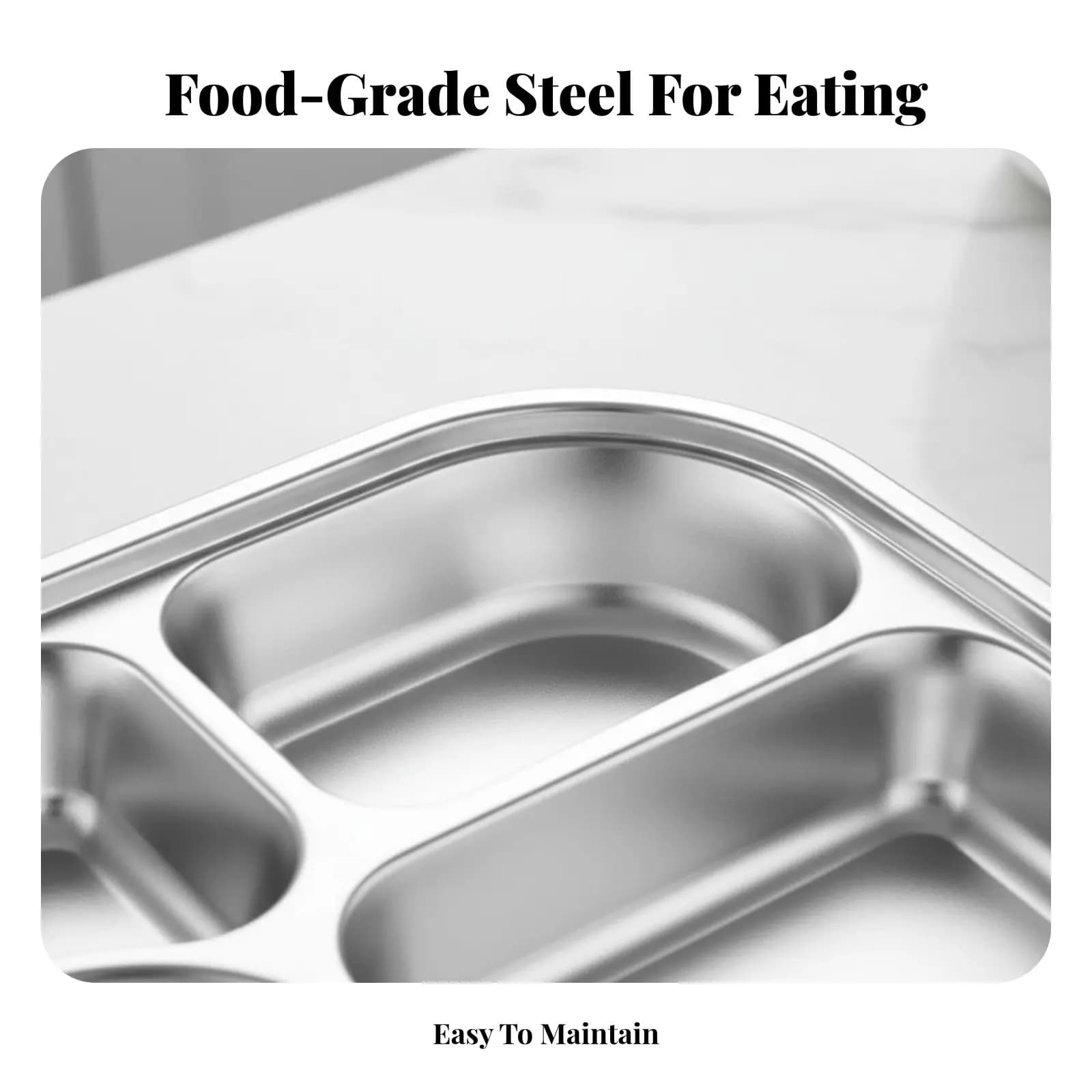Contenitore per Pranzo in Acciaio Inox 316, Scatola Bento di Grado Alimentare, Vassoio a Scomparti Ermetico per Studenti e Ufficio, Portatile con Coperchio