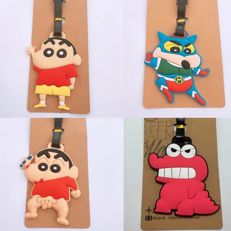 Etichette per Bagagli di Crayon Shin-chan, Targhette da Viaggio alla Moda, Porta Indirizzo per Valigie, Porta Carte Portatile
