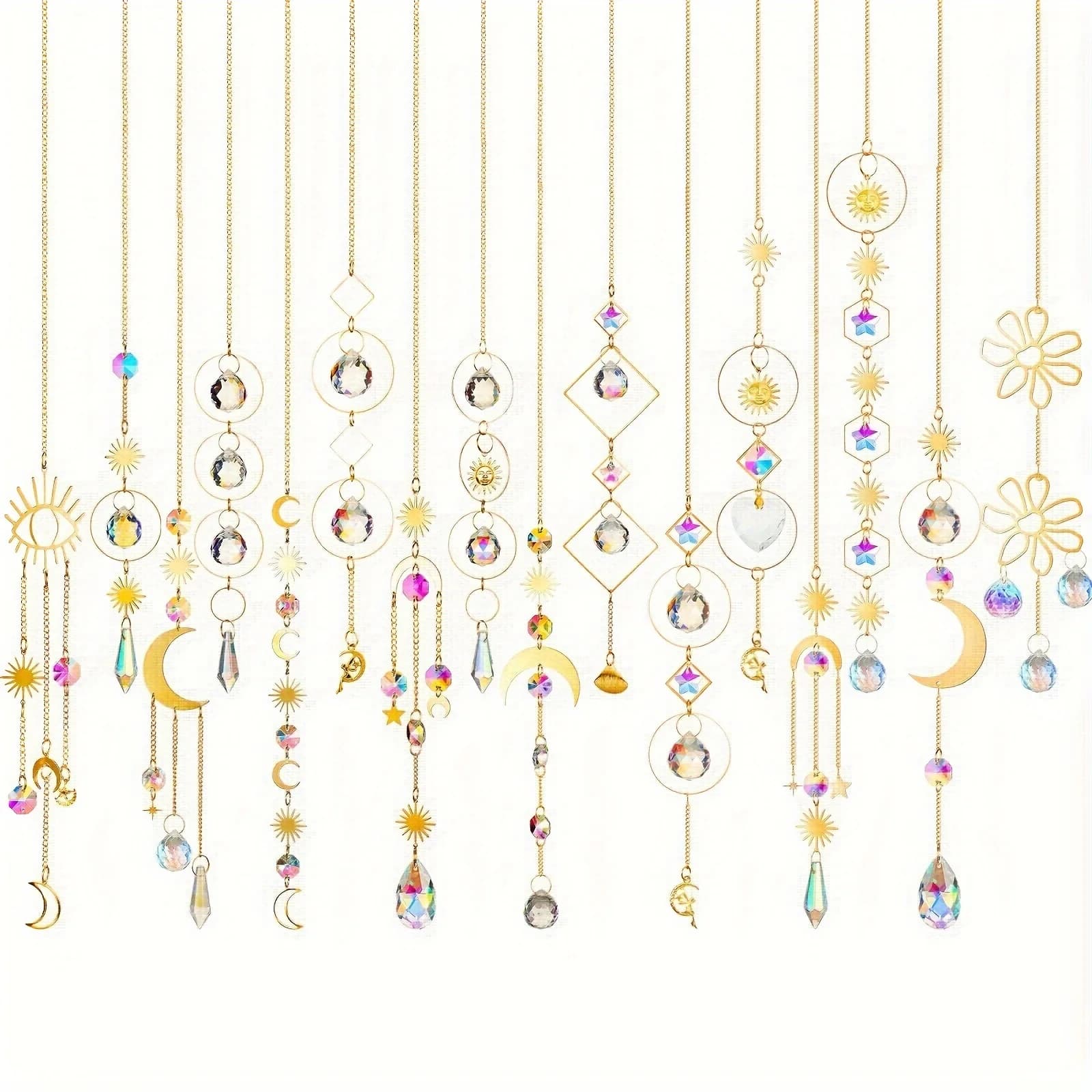 16 pz Cristalli Suncatcher Appeso Sun Catcher Giardino Appeso Cristalli Prisma Luce Catcher Finestra di Cristallo Sun Catcher Lampadario