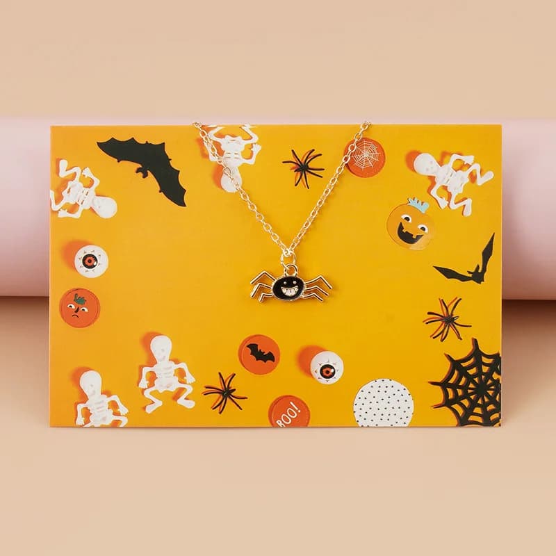 Accessori di Halloween, Collana con Ciondolo a Forma di Teschio Divertente e Ragno Personalizzato, Collana con Ragno Sombra