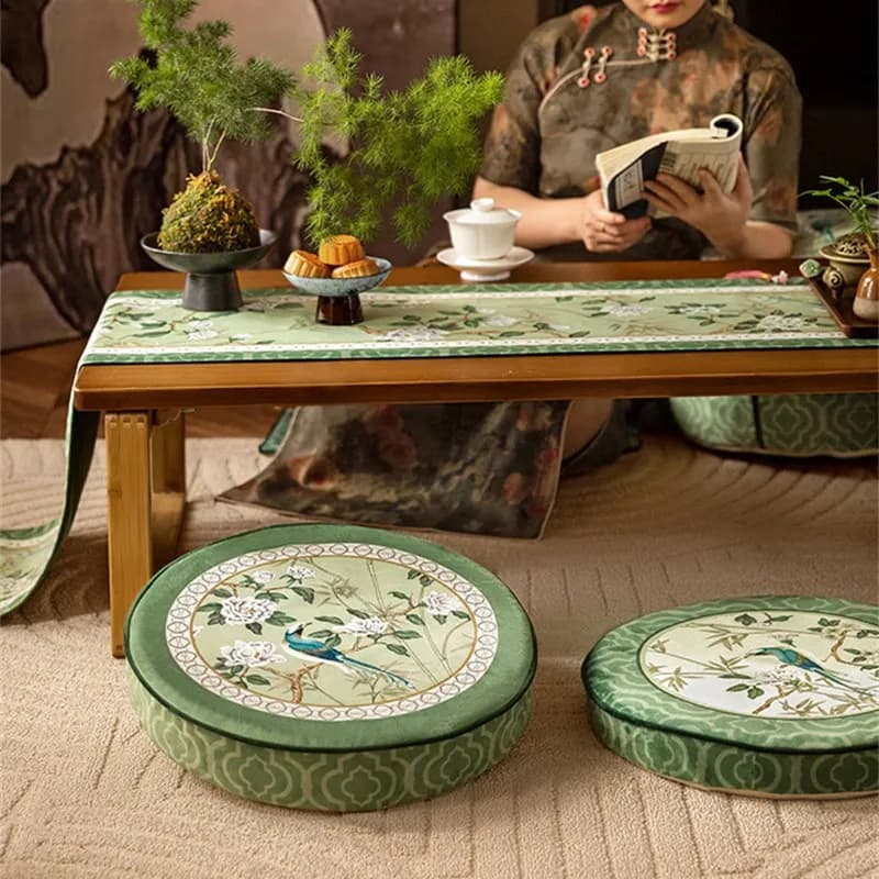 Meditation Floor Pillow, Round Large Pillows Seating New Chinese Style Circle Cushion Outdoor Fireplace Yoga Tea Room Decoration