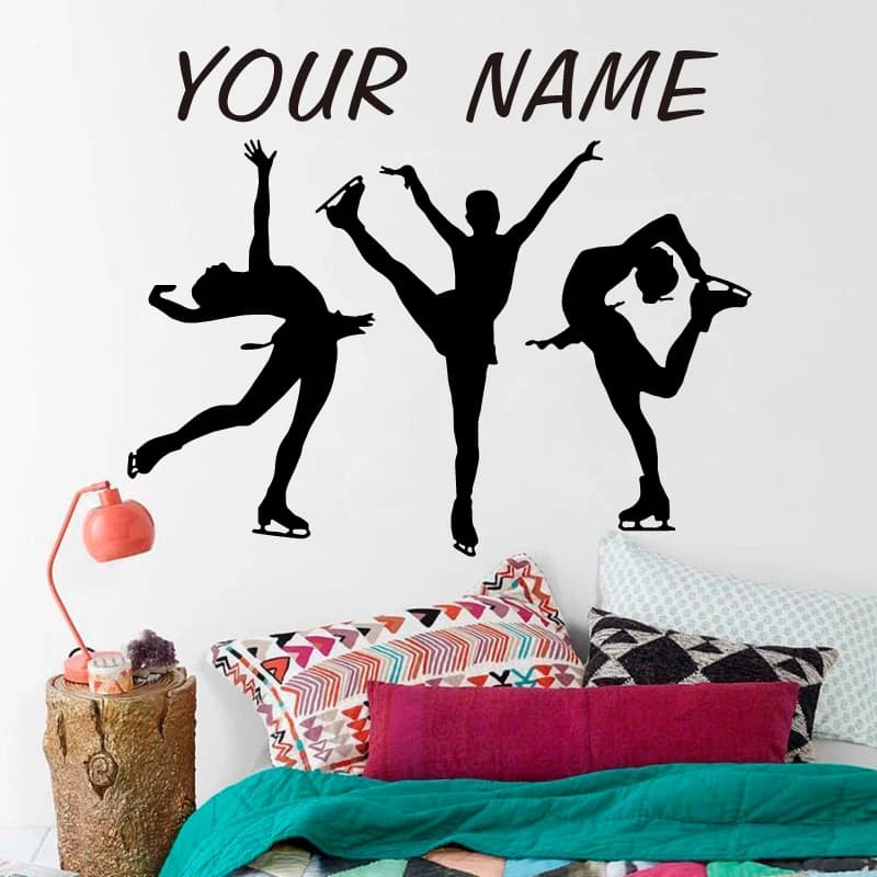 Pattinaggio di figura Della Ragazza Della Parete Nome Personalizzato personalizzata Della Decalcomania Del Vinile Sticker Pattinaggio Su Ghiaccio Sport Decor Decorazione Della Stanza 3YD8
