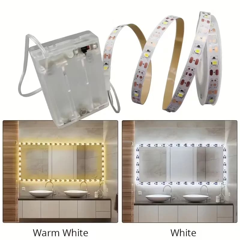 1 Flexible Led Light Strip, Low Voltage 5V Battery Box Powered (Battery Not Included), Available in Various Sizes from 1m to 10m, Can Be Cut and Adhered, Warm White Light and Bright White Light, Wireless Switch Control, Suitable for Tv Backlighting, Parties, Cabinets, Bedrooms, Camping, DIY Home Decoration, Perfect Choice for Thanksgiving