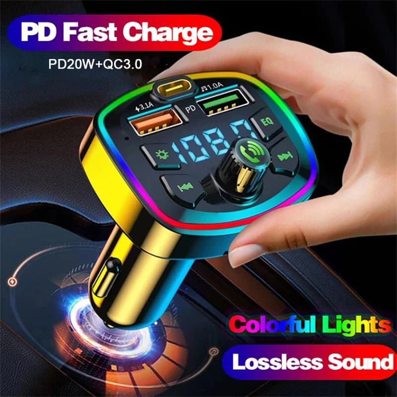 FM Bluetooth 5.0 Transmitter for Car Wireless Adapter Microphone Audio Receiver MP3 Player Automatic 2.1A Fast Charger USB Car Accessories
