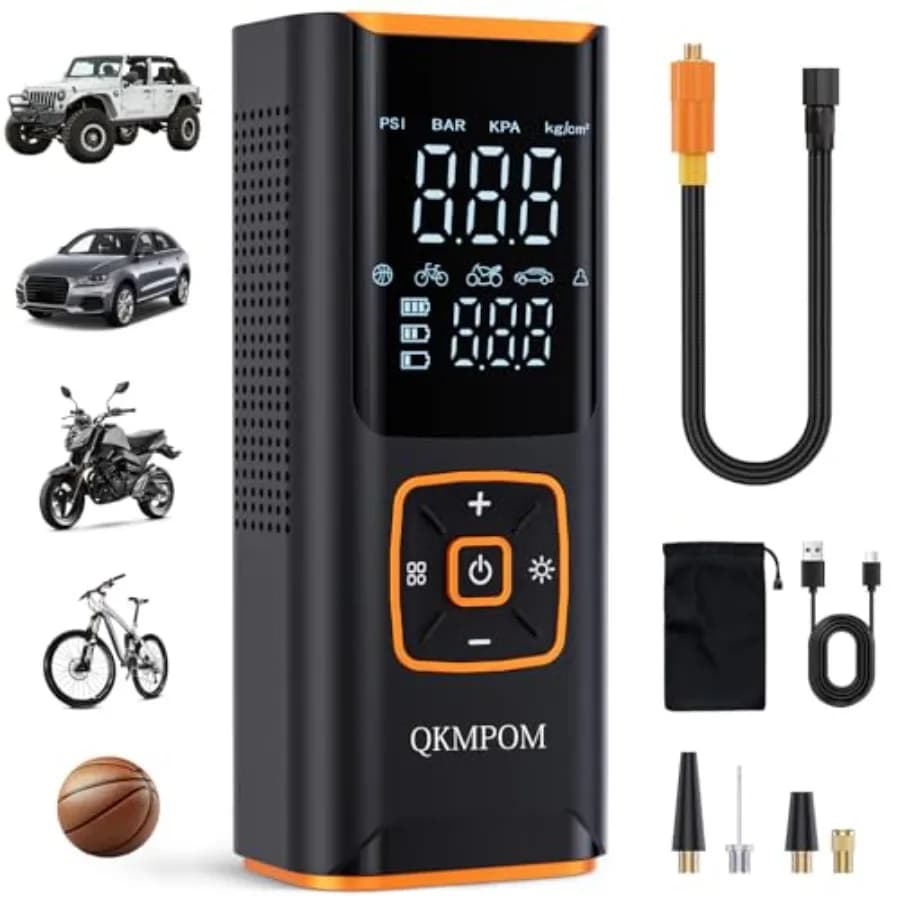Compressore d'aria portatile per gonfiaggio pneumatici, 6 volte più veloce, 180 PSI, senza fili, con manometro - Gonfiatore portatile per pneumatici
