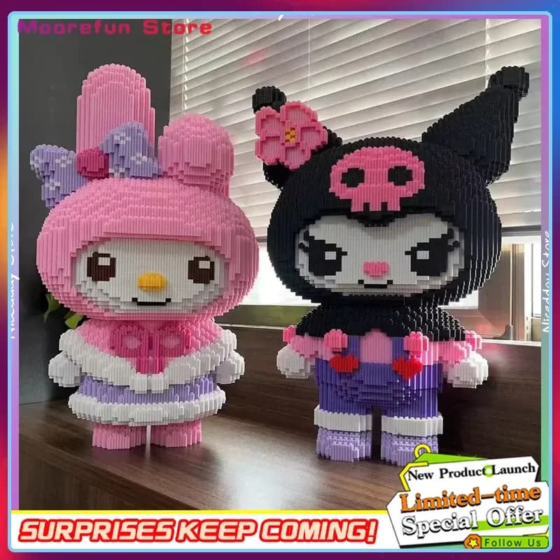 Disponibile Super Size Hello Kitty Building Blocks Melody Kuromi Melody Jigsaw Puzzle Ragazza Regalo Decorazione del desktop Decorazioni per la casa Giocattolo