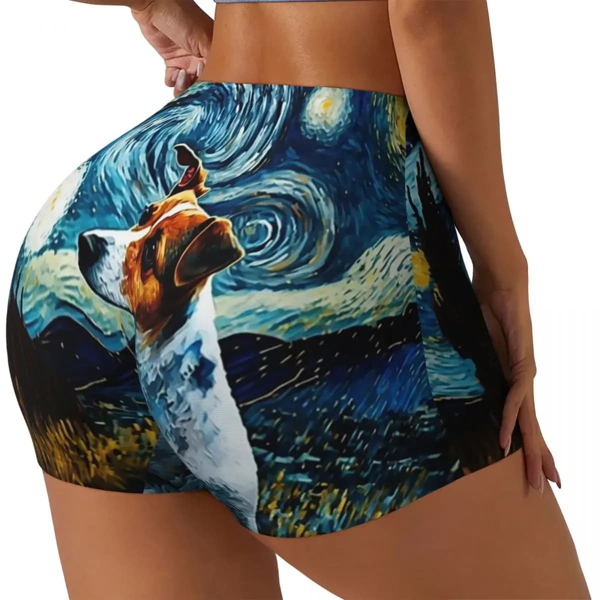 Custom Dog Jack Russell Terrier Pop Art Women Gym Workout Running Shorts Athletic Volleyball Biker Yoga Shorts