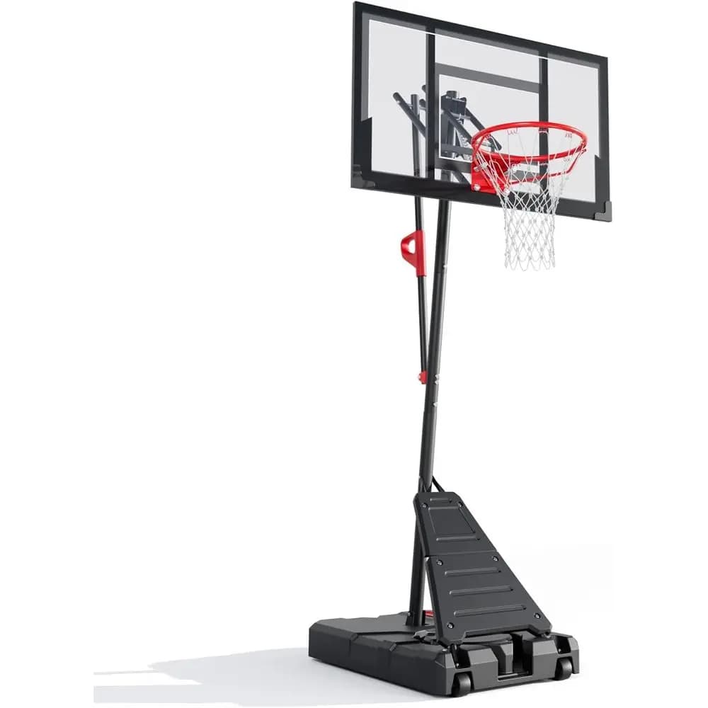 Canestro da Basket Regolabile per Esterni con Tabellone Infrangibile da 40 Pollici e Ruote per Gioco su Vialetto e Giardino