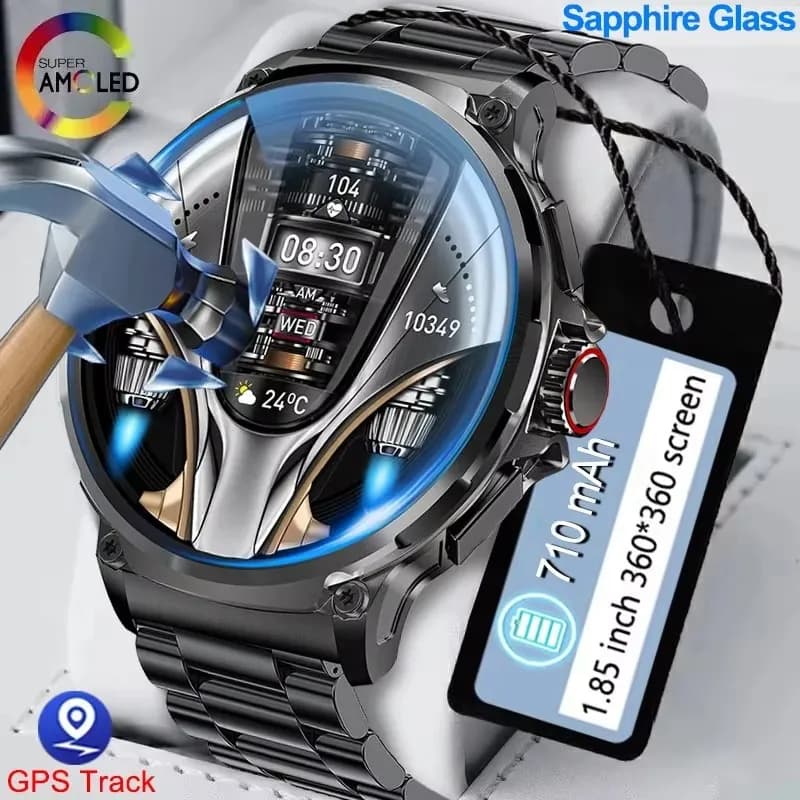 2025 robust military GPS lP68 men's waterproof smart watch outdoor watches 1.85 "HD Bluetooth call man Smartwatch for Android IOS