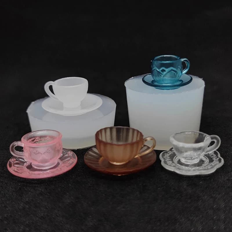 1 Set casa delle bambole in miniatura tazza da tè stampo in silicone epossidico UV fatturato cibo e gioca ciotola stampo accessori per bambole decorazione scena giocattolo