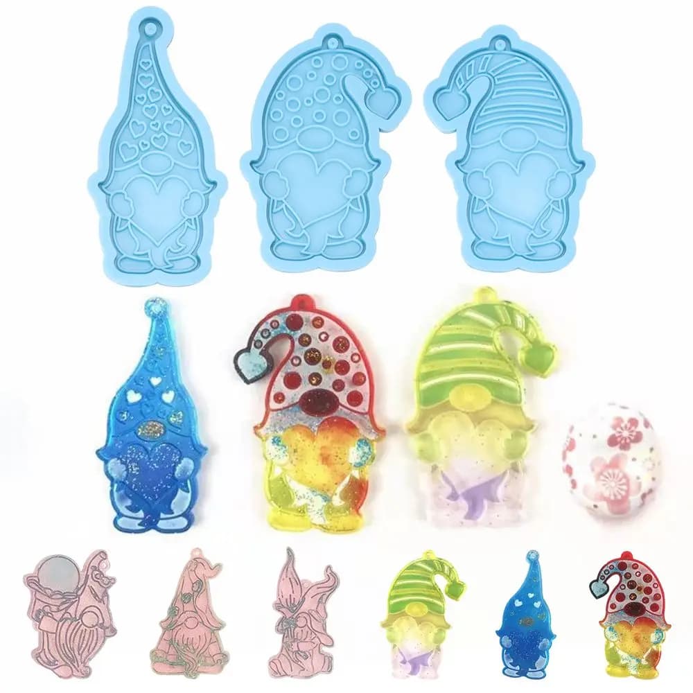 Buon natale giardino elfi stampo in resina epossidica bambola senza volto portachiavi nano stampo in Silicone strumento di colata ciondolo gioielli artigianali fai da te