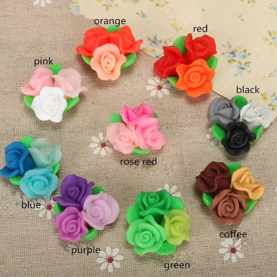 10 pezzi/lotto 23-25mm Fiori in Argilla Polimerica Fatti a Mano, Piccoli Gruppi di Fiori per Collane, Gioielli per Capelli, Accessori Decorativi Creativi