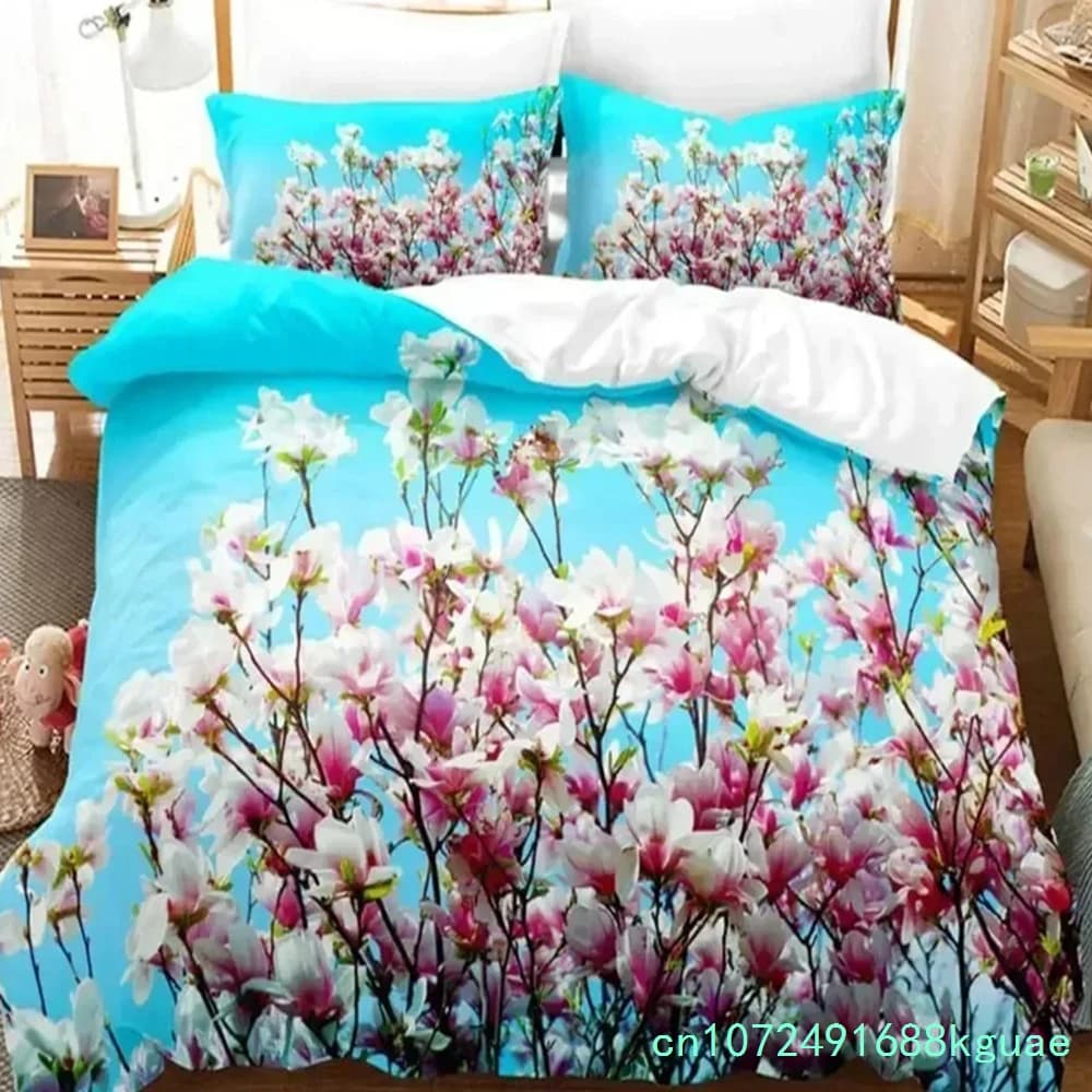 Floral Duvet Cover Sets Double Bed Scenic Quilt Cover Single Bed Queen Bedding Set With Pillowcase Polyester