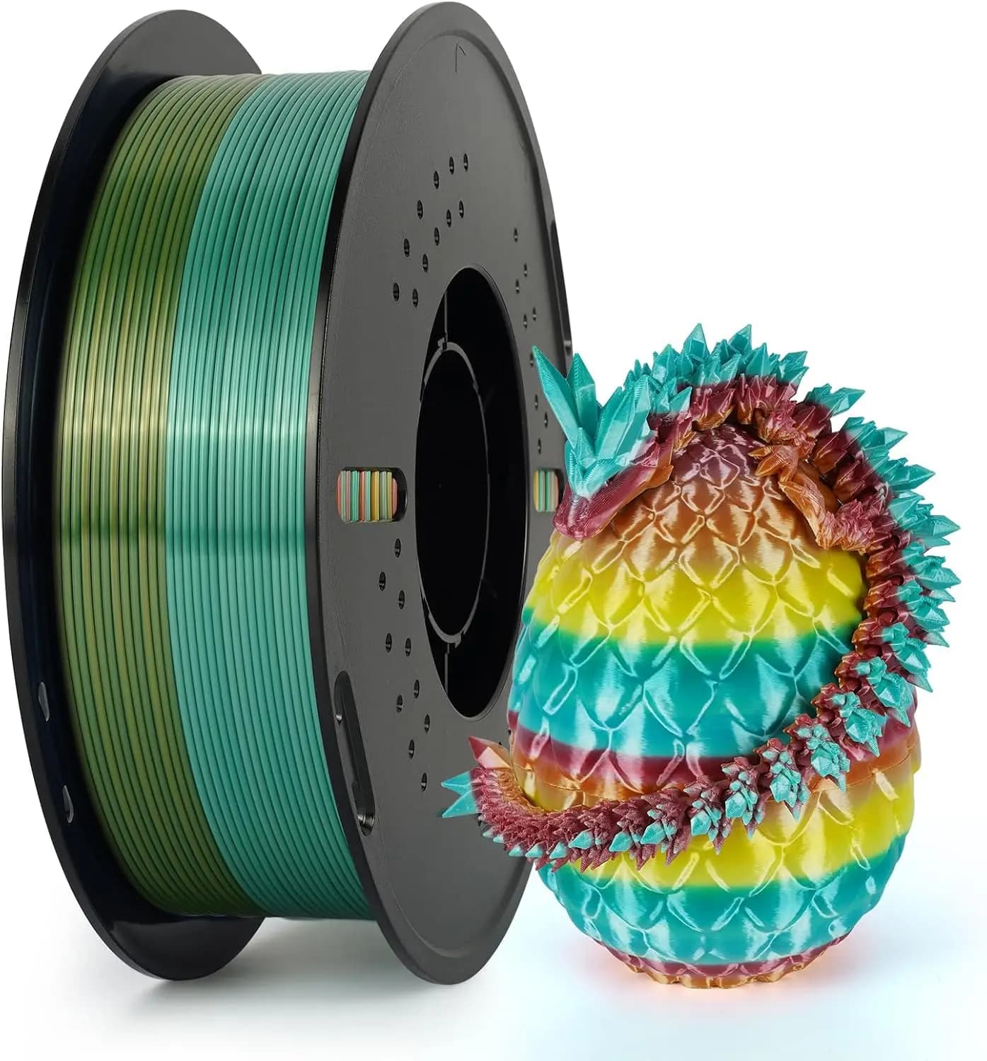 Rainbow Silk PLA 1.75mm, Fast Color Change 3D Printer Filament, Shiny Multicolor, ±0.02mm Accuracy, 1kg Spool