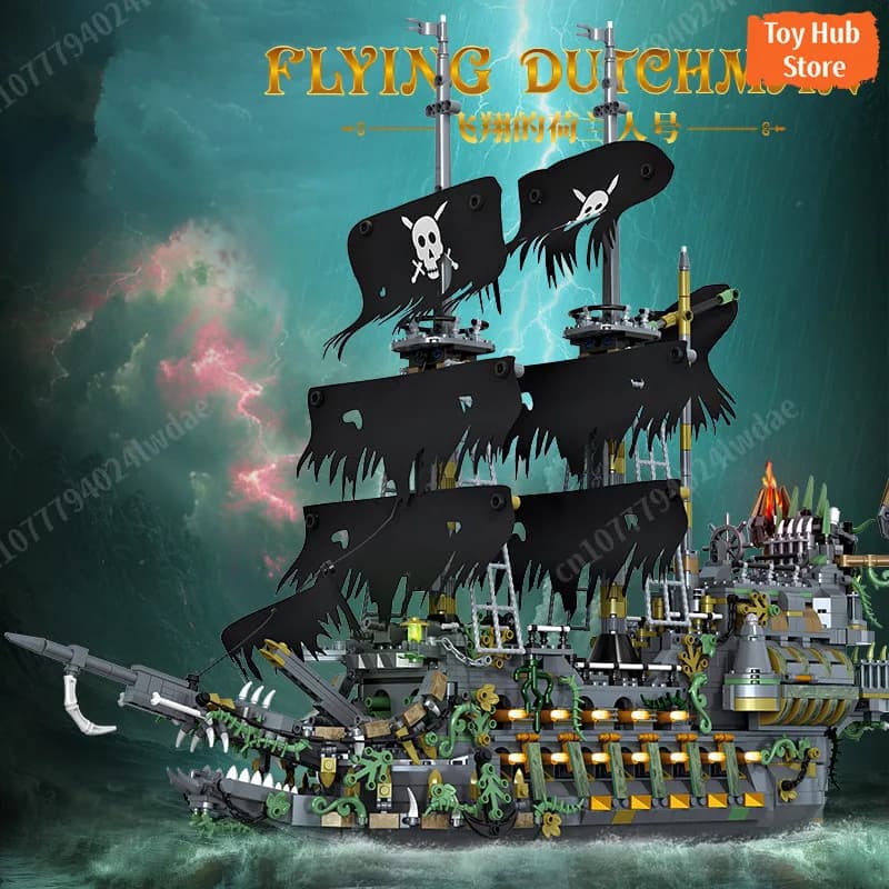 Set di Costruzioni Nave Pirata MOC 2434 Pezzi, Mattoncini Flying Dutchman, Giocattoli Educativi STEM per Ragazzi, Regalo Creativo per Bambini, Decorazione