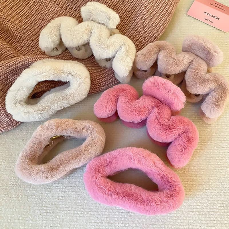 Carino autunno inverno grande semplice Clip di capelli in peluche atmosferica per le donne grande Clip di squalo di fascia alta accessori per capelli copricapo