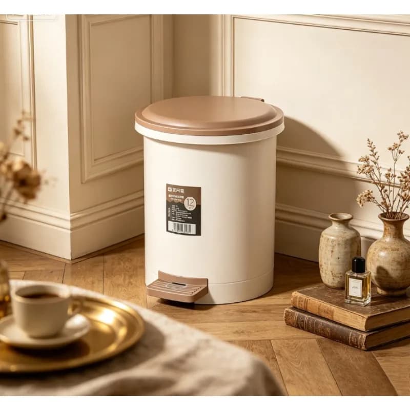 12L Step Trash Can with Lid, Pedal Kitchen Garbage Bin for Home, Office, Bathroom, Odor-Proof Compact Plastic Wastebasket