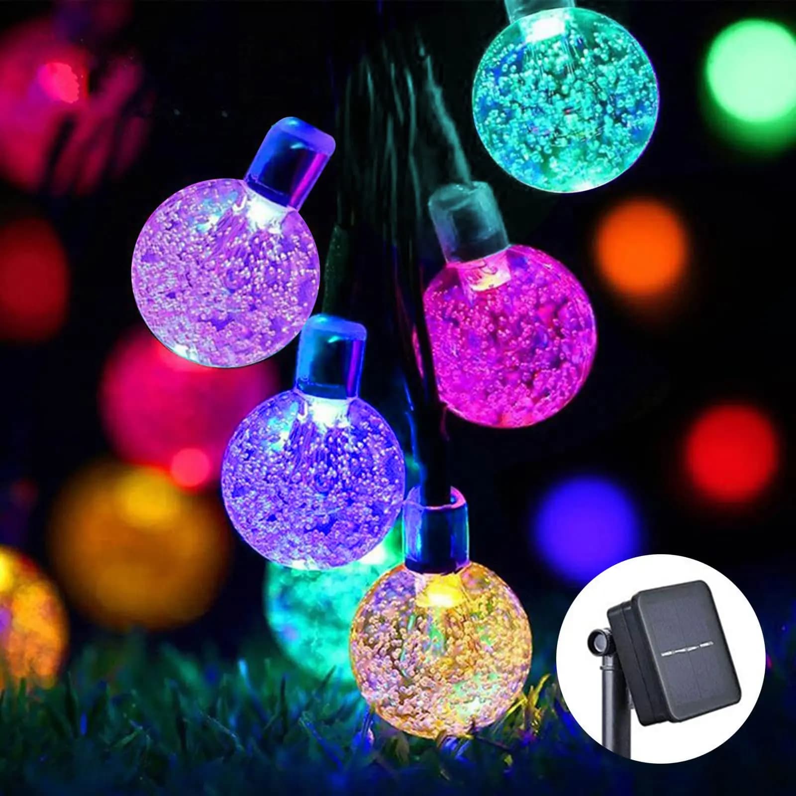 Luci a corda solari a goccia di pioggia per esterni 8 modalità Luci a sfera di cristallo Luci solari da patio per la decorazione del gazebo del portico del prato inglese del giardino