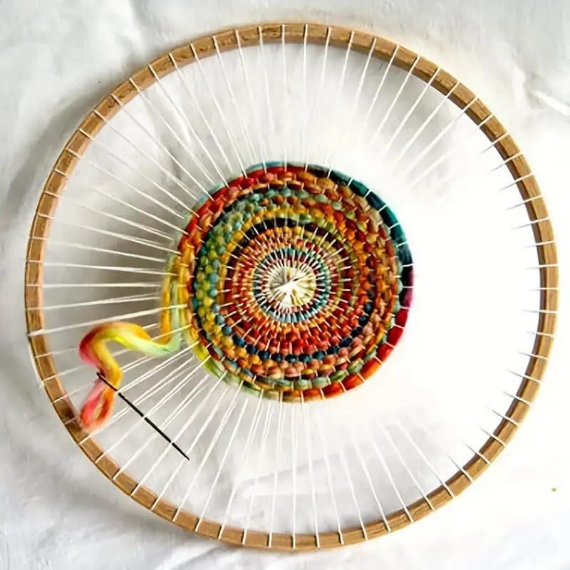 1 PC Round Wooden Hand Knitting Machine with Needle and Hook Double Knit Loom Kit for Adults