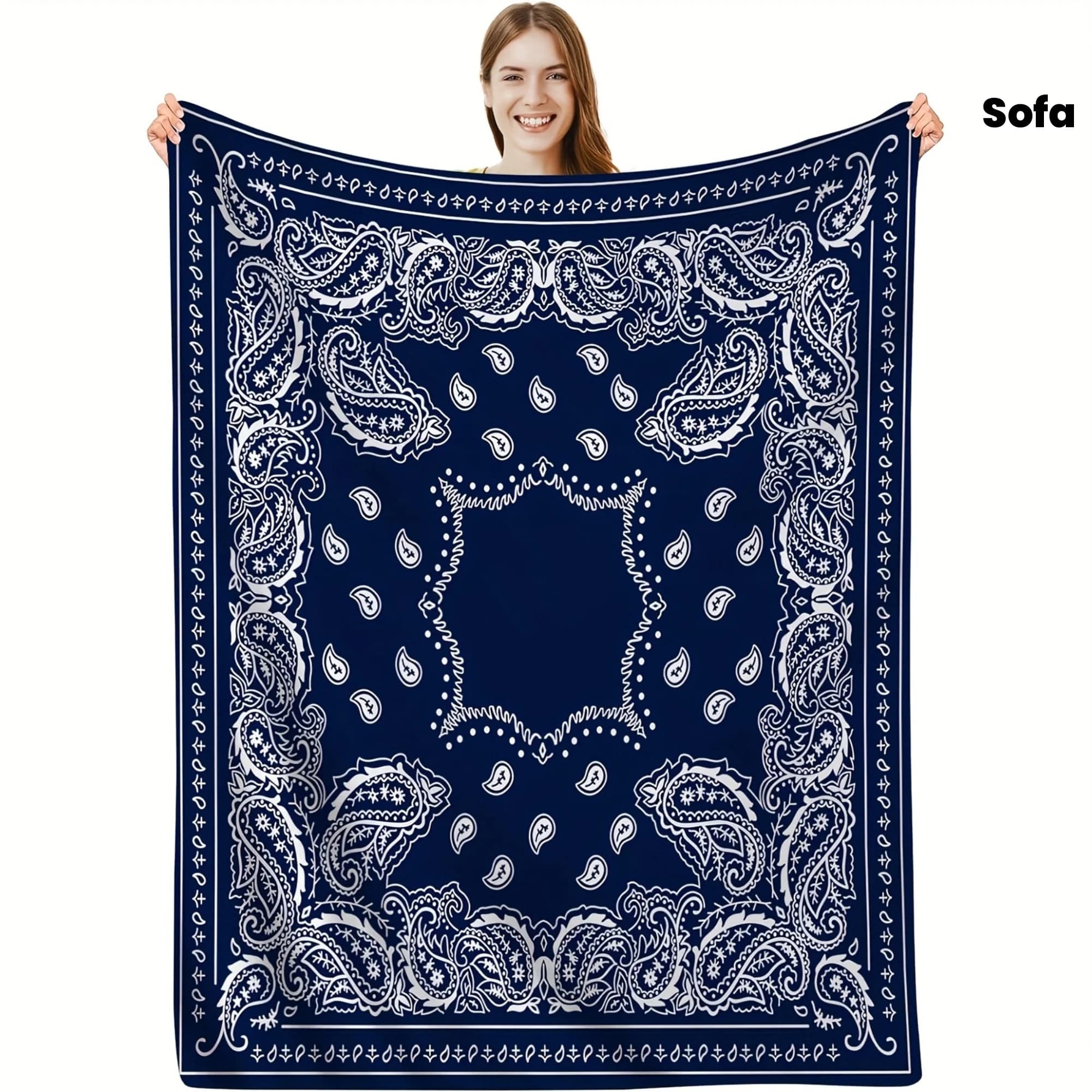 Coperta in flanella blu scuro – Morbido plaid per divano, letto e riposo pomeridiano