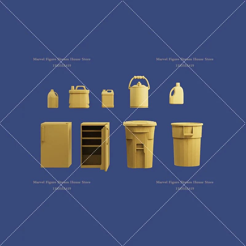 1/64 Scena in miniatura Accessorio Bambola Modello bianco Utensili da cucina non panizzati Frigorifero Pattumiera Modello adatto al Min Action Figure