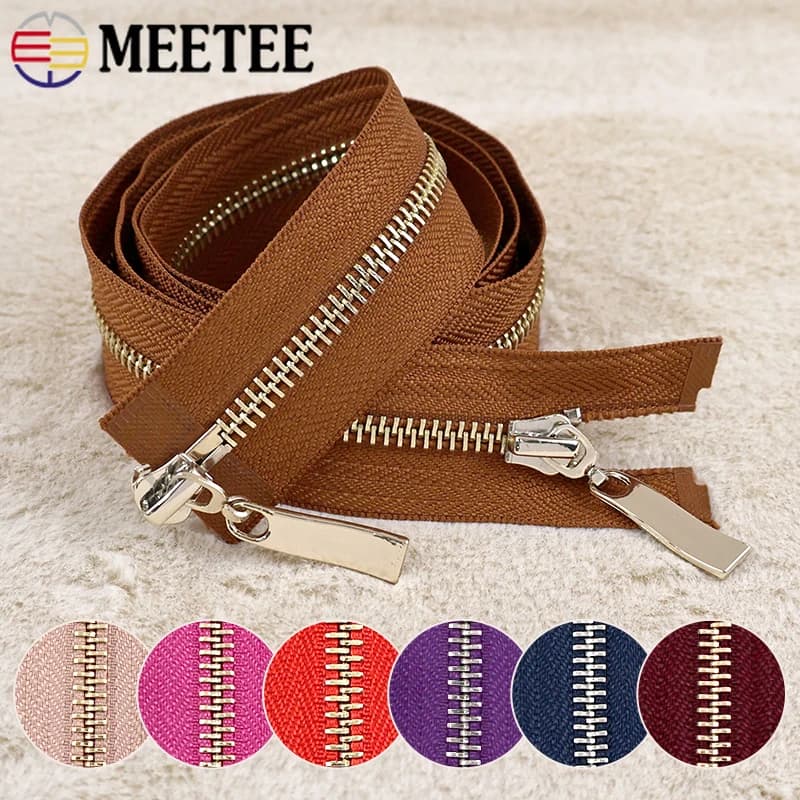 5 # Cerniere in Metallo da 80/100/120cm con Doppio Cursore per Cappotti, Giacche, Borse, Valigie - Accessori Fai-da-Te per Cucito