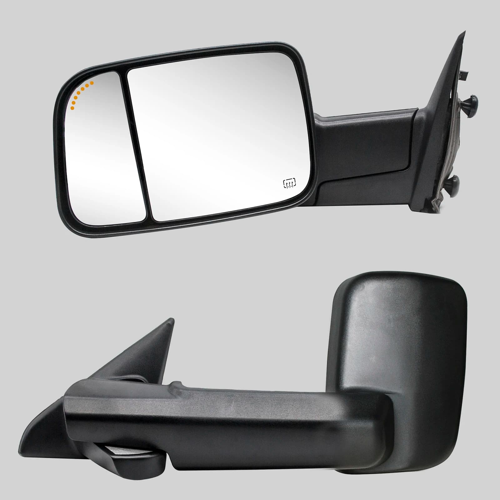 Specchietti da traino adatti per Dodge Ram 1500 2500 3500 09-18 Sensore di temperatura riscaldato Segnale di freccia su luce ausiliaria in vetro