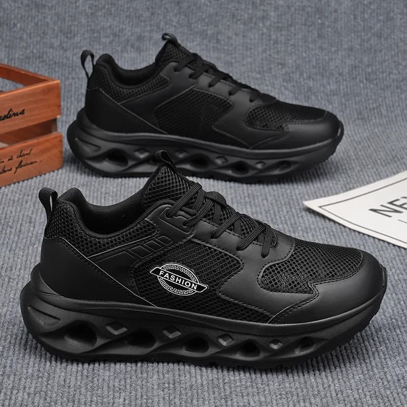 Breathable Mesh Men's Running Shoes Lightweight Shock Absorption Casual Sports Sneakers White