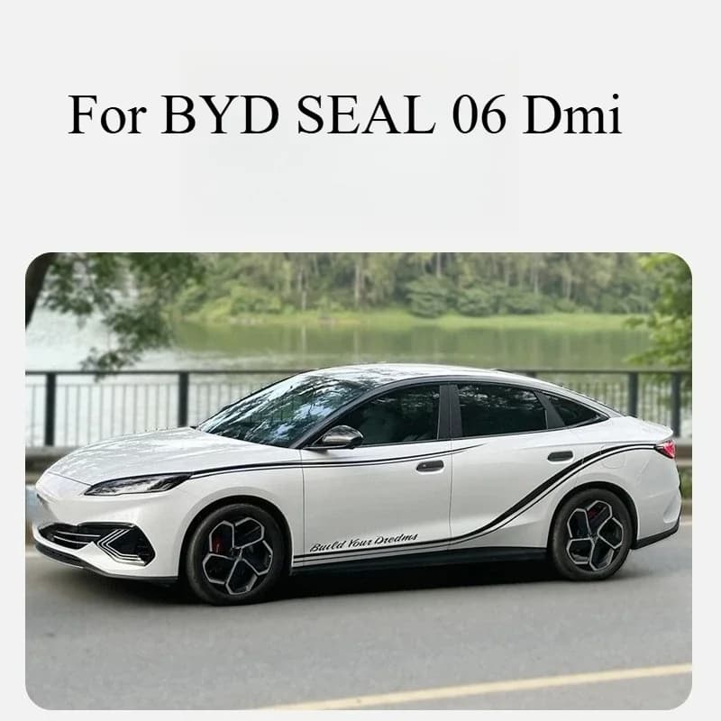 Customized Car Sticker with Milk Flower for BYD SEAL6 DM-i, Lifeline with Sports Side skirt
