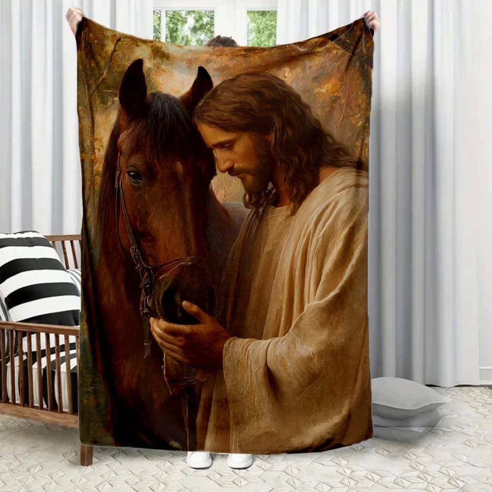 Calda coperta stampata in flanella a tema religioso adatta a tutte le stagioni adatta per divano da ufficio e viaggi 180x250 cm