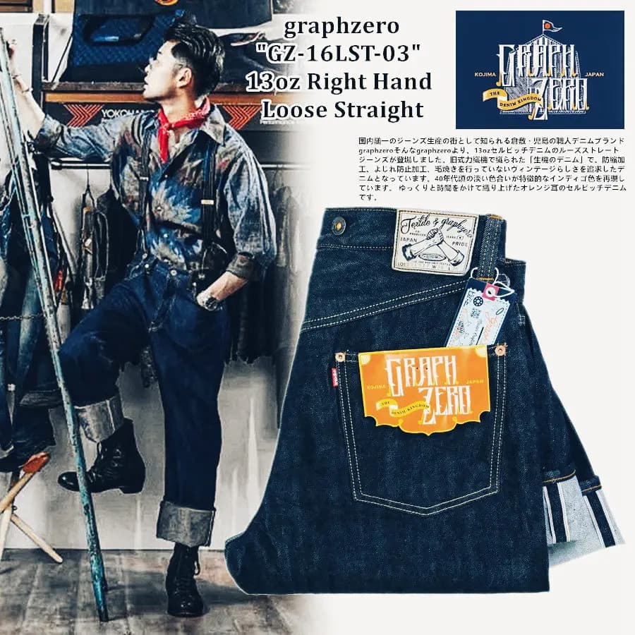 1900 Graph Zxxo Old Power Loom 13oz Right Twill Weave Red Ear Denim Jeans