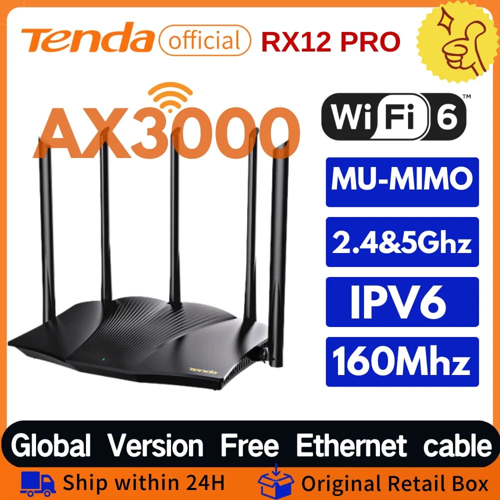 Tenda AX3000 Wifi 6 Mesh WIFI Router 2.4G 5GHz Dual-Band Network RX12 PRO WIFI6 Gigabit Amplificatore di segnale wireless Ripetitore WiFi