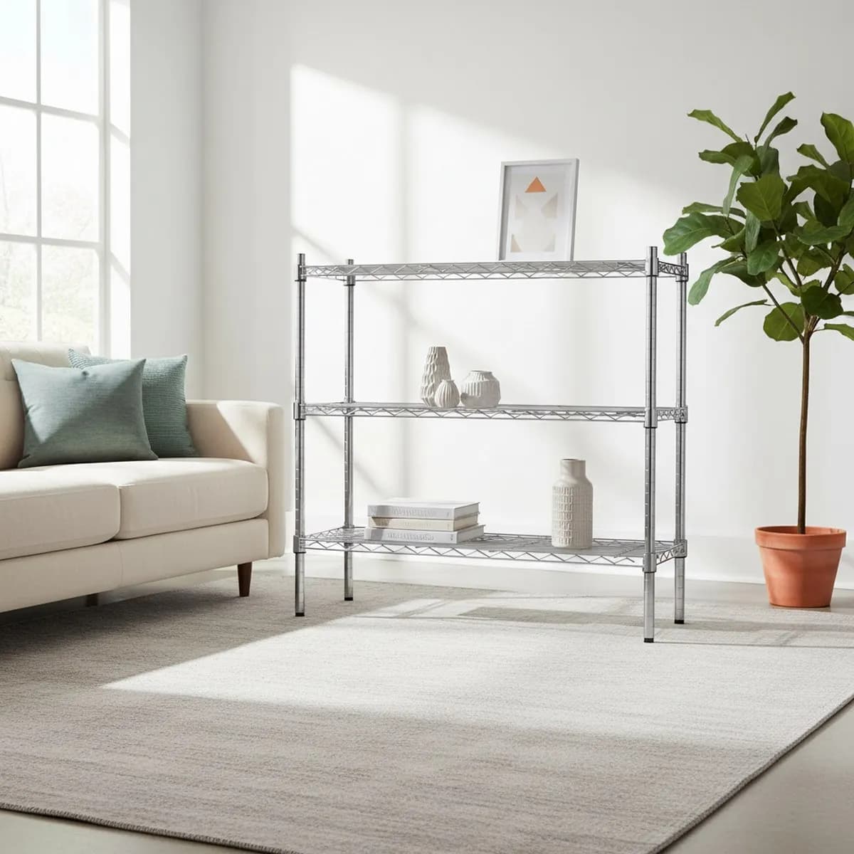 3 Shelf Metal Storage Rack 14x36x36 Inch Adjustable Heavy Duty Organizer