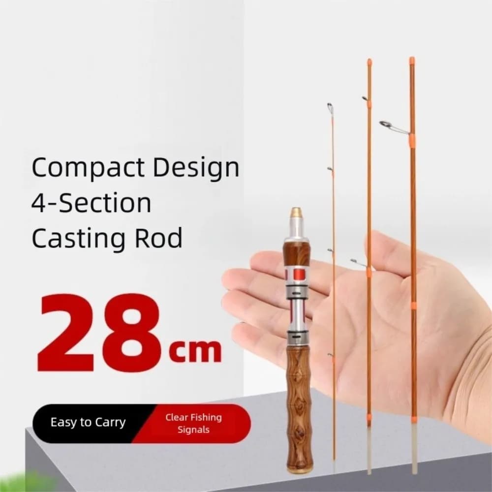 4 Sections Spinning Fishing Rod UL Power Spinning Casting Fishing Rod 1.4m Portable Carbon Fiber Fishing Pole Ice Winter Fishing