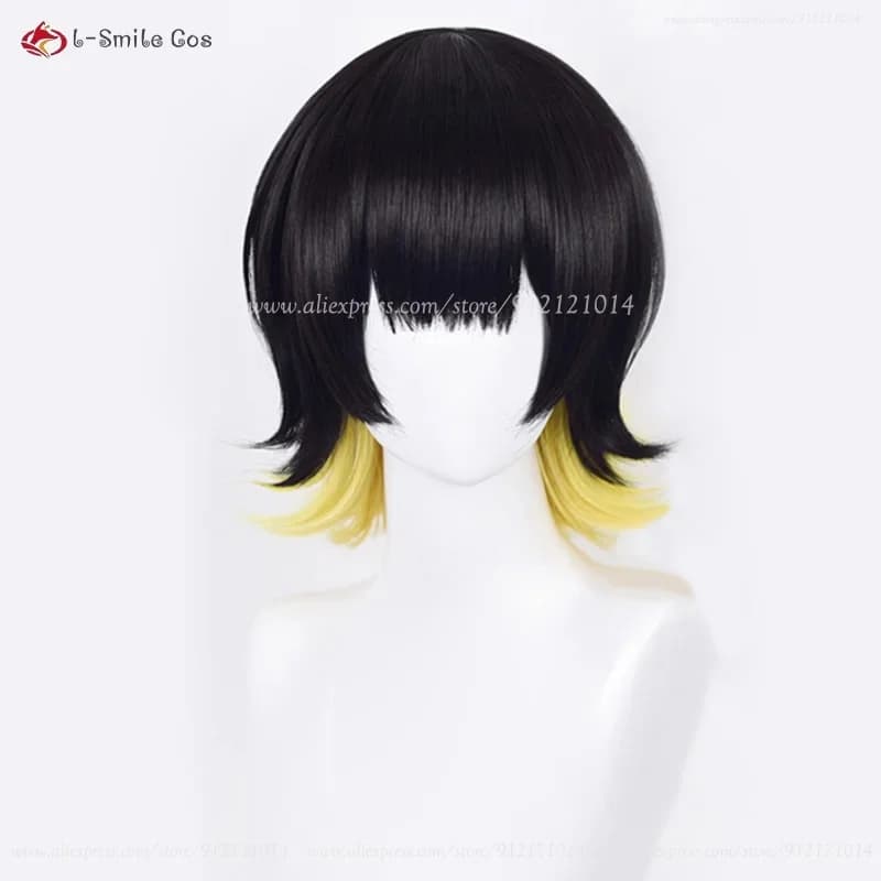 e;5'v\7,j/3; Black Yellow Bachira Meguru Anime Cosplay Wig Heat Resistant Synthetic 8'j.9\k;5,h/