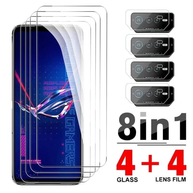 8in1 9H Tempered Glass For Asus ROG Phone 6 8 Pro Protective Glass ROGPhone 7 Ultimate 6Pro 8Pro 5G Camera Goal Screen Protection
