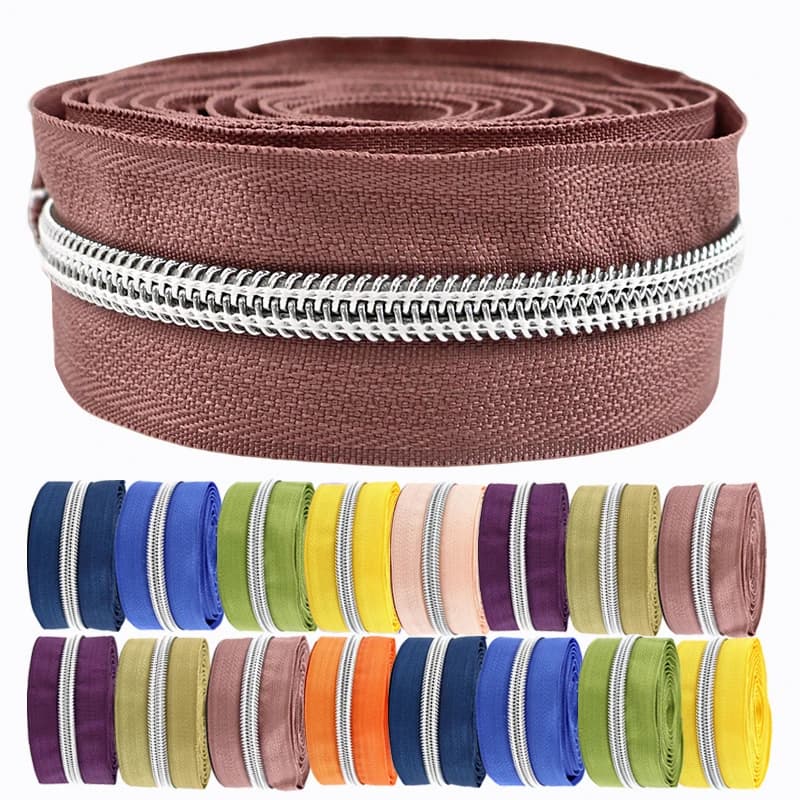Meetee 2-10M 5 # Nastri con Cerniera in Nylon, Cerniere per Borse e Abbigliamento, Chiusure Decorative, Rotoli di Cerniera al Metro, Accessori per Cucito Fai-da-Te