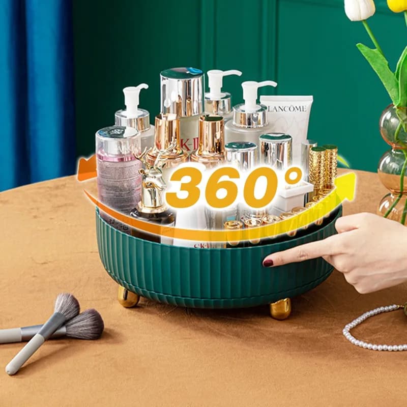 360° Rotating Makeup Brush Storage Box Lipstick Eyebrow Pencil Eye Shadow Brush Holder Portable Desktop Cosmetic Organizer
