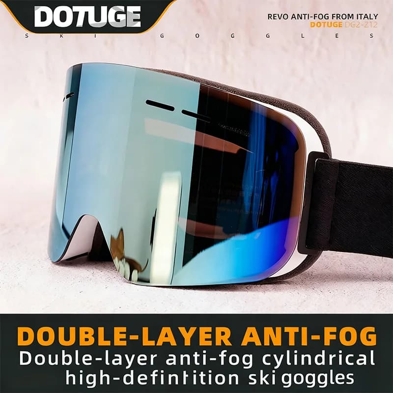 ​ ​ DOTUGE Occhiali da sci Anti Fog Neve Lenti cilindriche Occhiali per uomo Donna Alpinismo OTG Compatibile con Occhiali Sci ​ ​