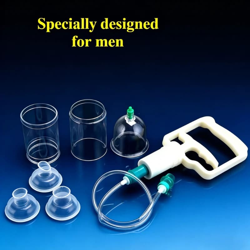 Vacuum Covering Set for Men with Pistol Pump, Body Massage Covers, Anti-Cellulite Therapy, Detox Containers and Health Care