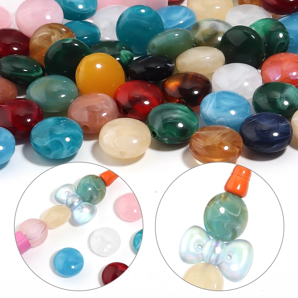 20pcs 17mm Imitation Stone Beads Flat Round Acrylic Beads Clouds Effect for Jewelry Making Bracelet Necklace Charms Accessories